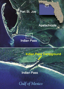 Image of a satellite view of the Indian Pass location.